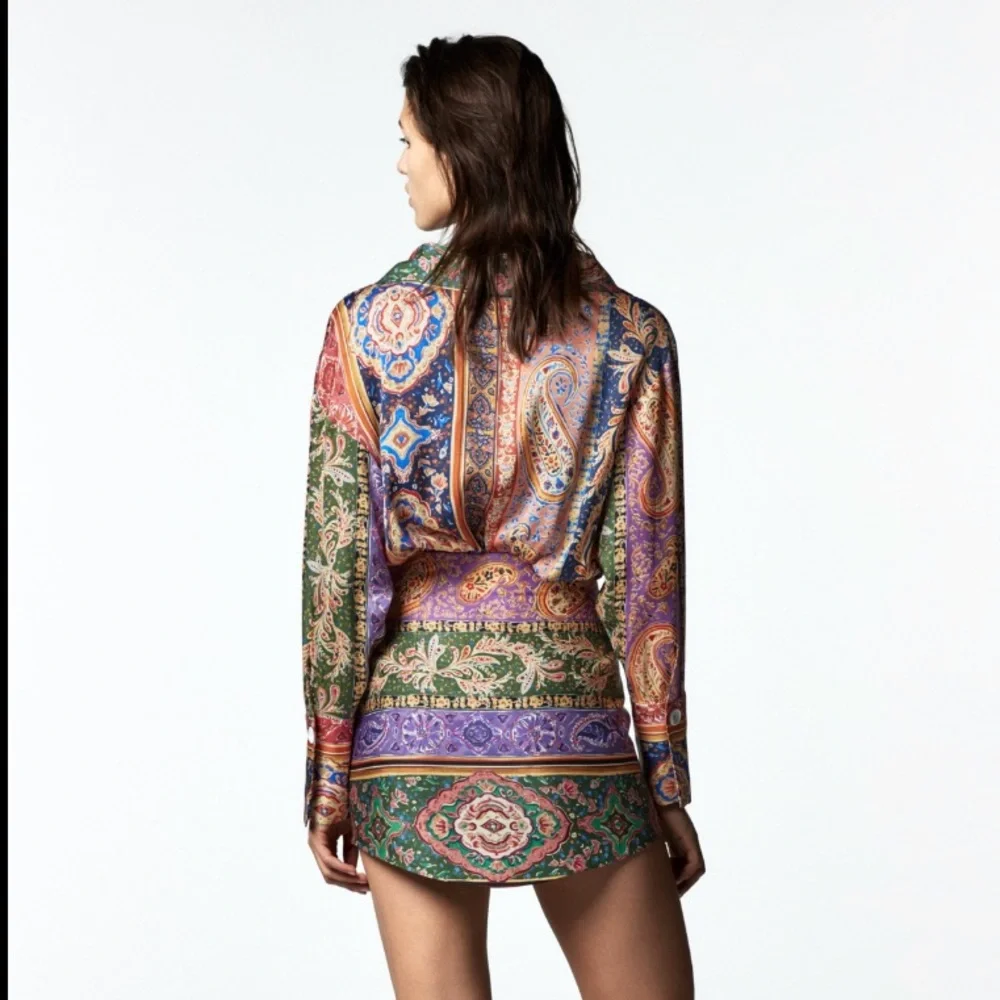 Zara Multicolor Printed Asymmetric High Waisted Mini Skirt Size XS - Picture 10 of 15